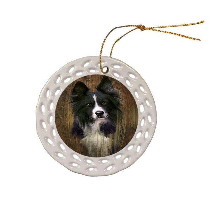 Rustic Border Collie Dog Ceramic Doily Ornament DPOR50527