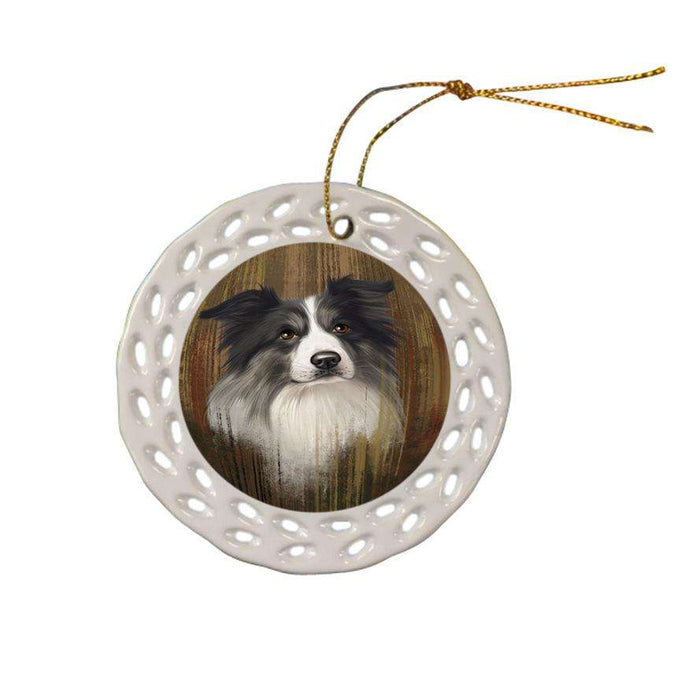 Rustic Border Collie Dog Ceramic Doily Ornament DPOR50528