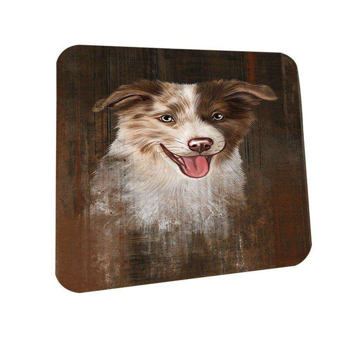 Rustic Border Collie Dog Coasters Set of 4 CST48165