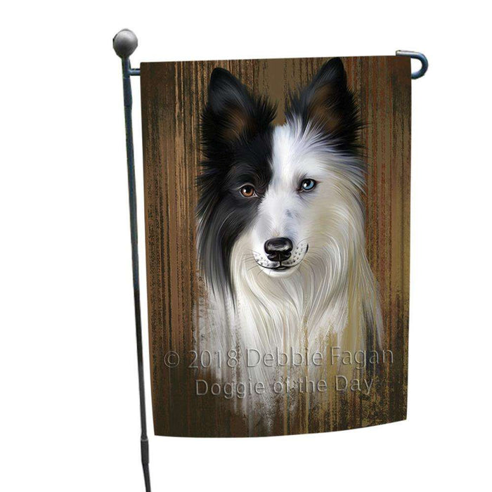 Rustic Border Collie Dog Garden Flag GFLG50418