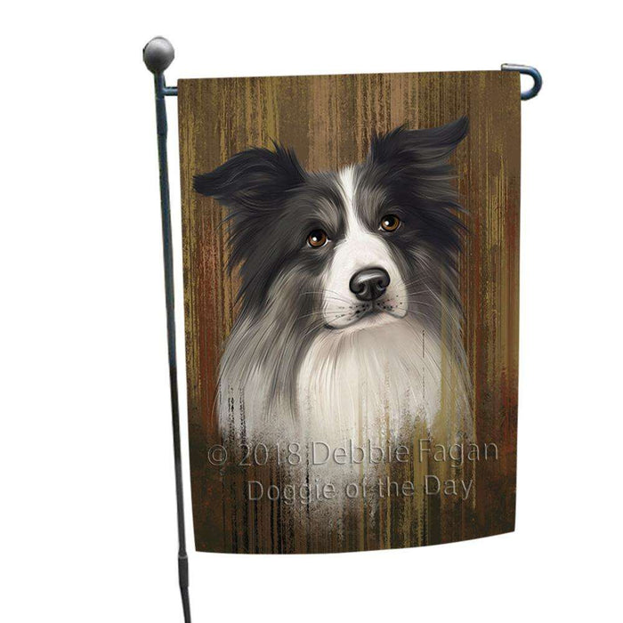 Rustic Border Collie Dog Garden Flag GFLG50421