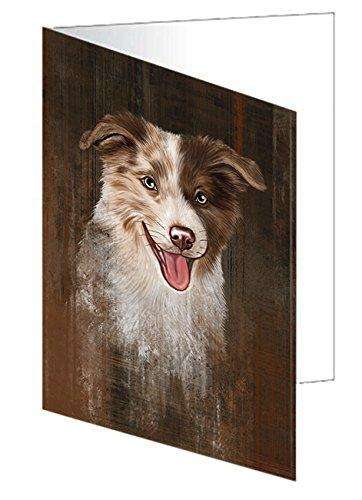 Rustic Border Collie Dog Handmade Artwork Assorted Pets Greeting Cards and Note Cards with Envelopes for All Occasions and Holiday Seasons GCD49199