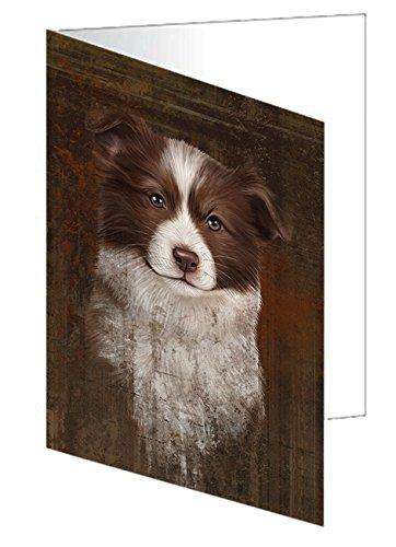 Rustic Border Collie Dog Handmade Artwork Assorted Pets Greeting Cards and Note Cards with Envelopes for All Occasions and Holiday Seasons GCD49202