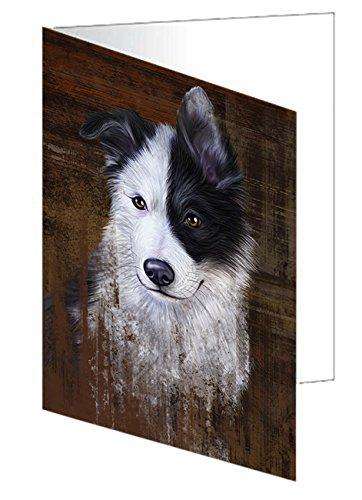 Rustic Border Collie Dog Handmade Artwork Assorted Pets Greeting Cards and Note Cards with Envelopes for All Occasions and Holiday Seasons GCD49205