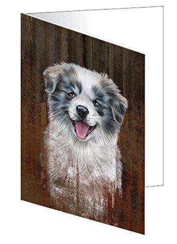 Rustic Border Collie Dog Handmade Artwork Assorted Pets Greeting Cards and Note Cards with Envelopes for All Occasions and Holiday Seasons GCD49208