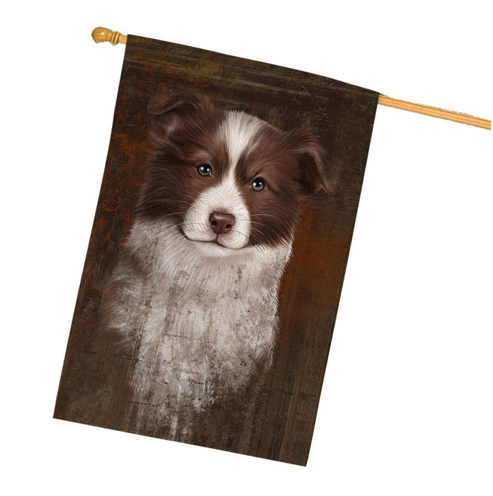 Rustic Border Collie Dog House Flag FLG48355