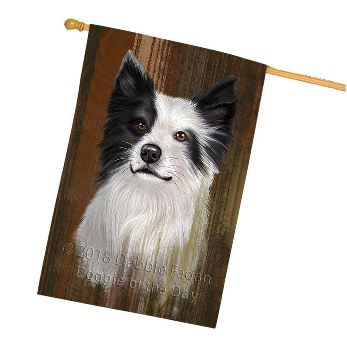 Rustic Border Collie Dog House Flag FLG50369