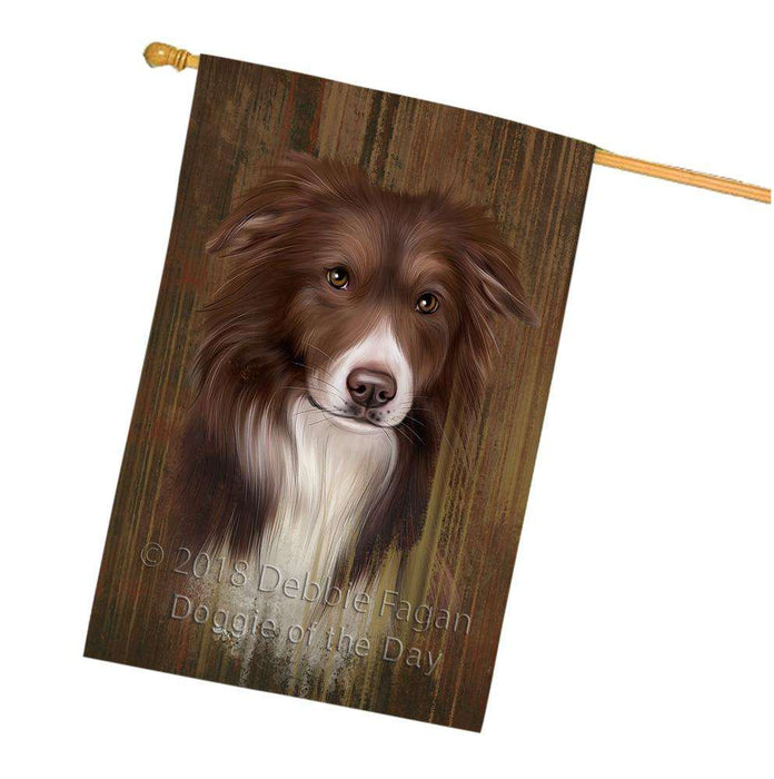 Rustic Border Collie Dog House Flag FLG50555