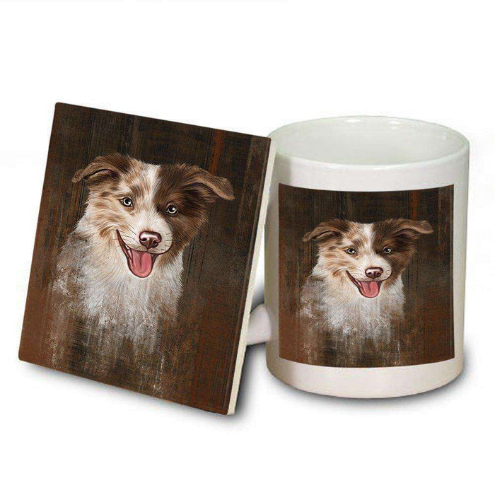 Rustic Border Collie Dog Mug and Coaster Set MUC48198