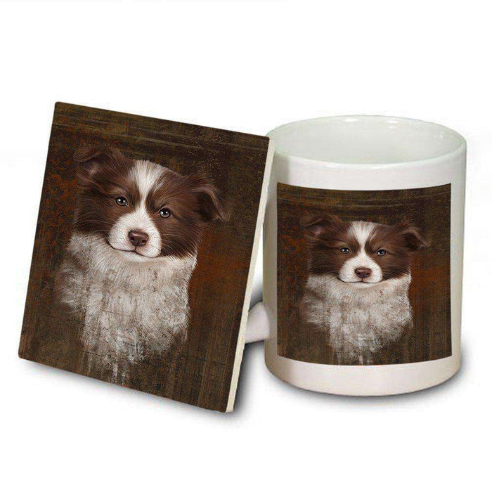 Rustic Border Collie Dog Mug and Coaster Set MUC48199