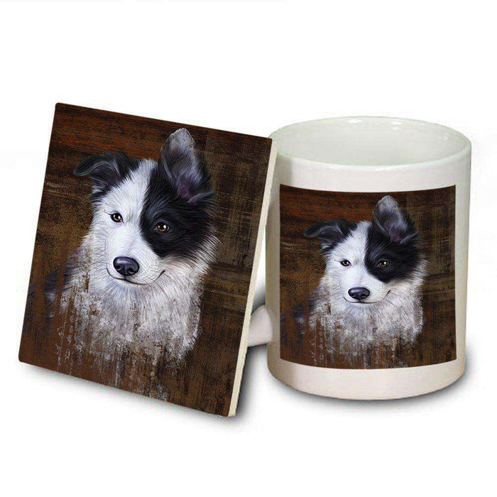 Rustic Border Collie Dog Mug and Coaster Set MUC48200