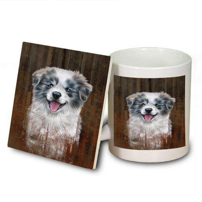 Rustic Border Collie Dog Mug and Coaster Set MUC48201