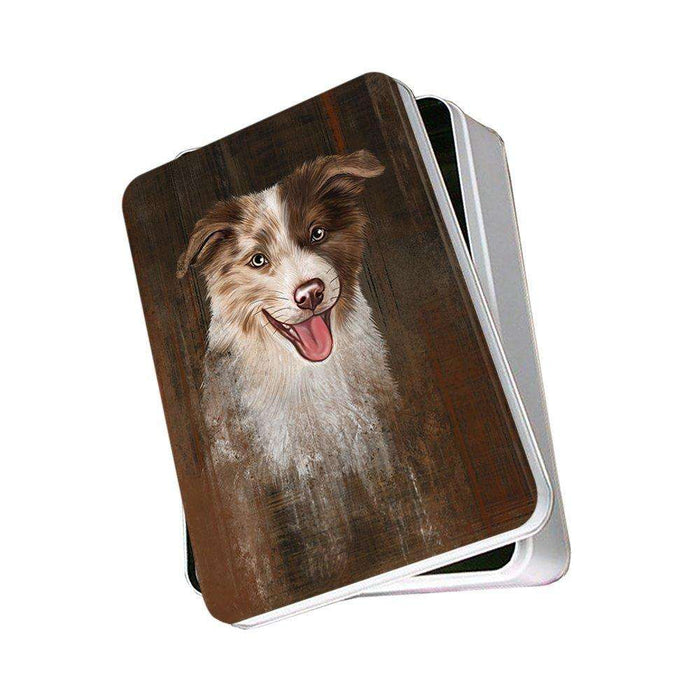 Rustic Border Collie Dog Photo Storage Tin PITN48214