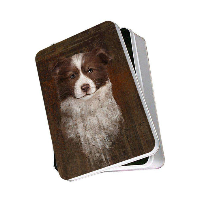Rustic Border Collie Dog Photo Storage Tin PITN48215