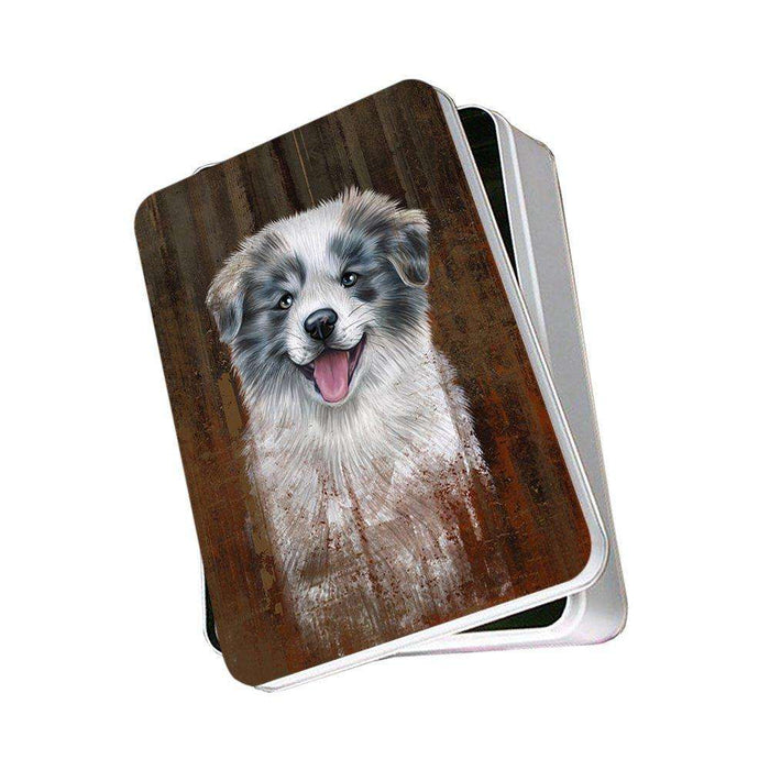 Rustic Border Collie Dog Photo Storage Tin PITN48217