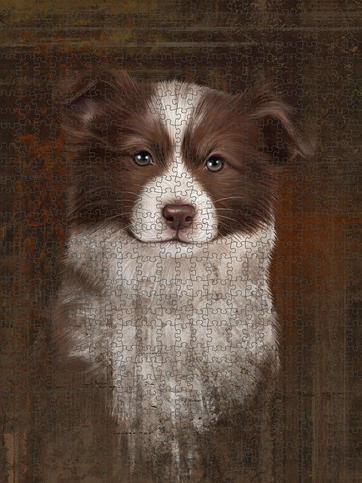 Rustic Border Collie Dog Puzzle with Photo Tin PUZL48474
