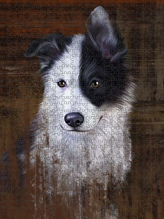 Rustic Border Collie Dog Puzzle with Photo Tin PUZL48477