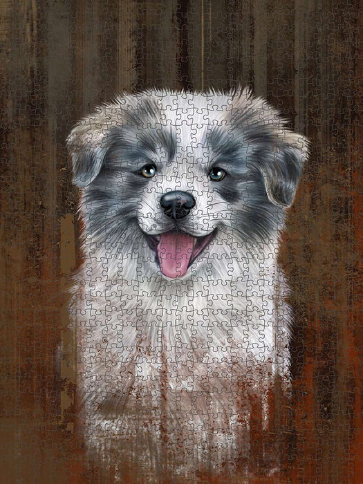 Rustic Border Collie Dog Puzzle with Photo Tin PUZL48480