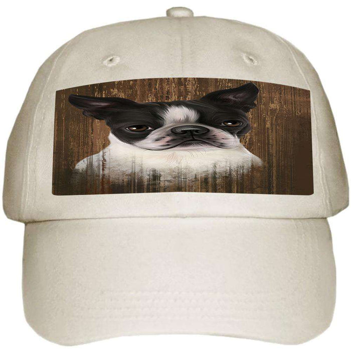 Rustic Boston Terrier Dog Ball Hat Cap HAT55356