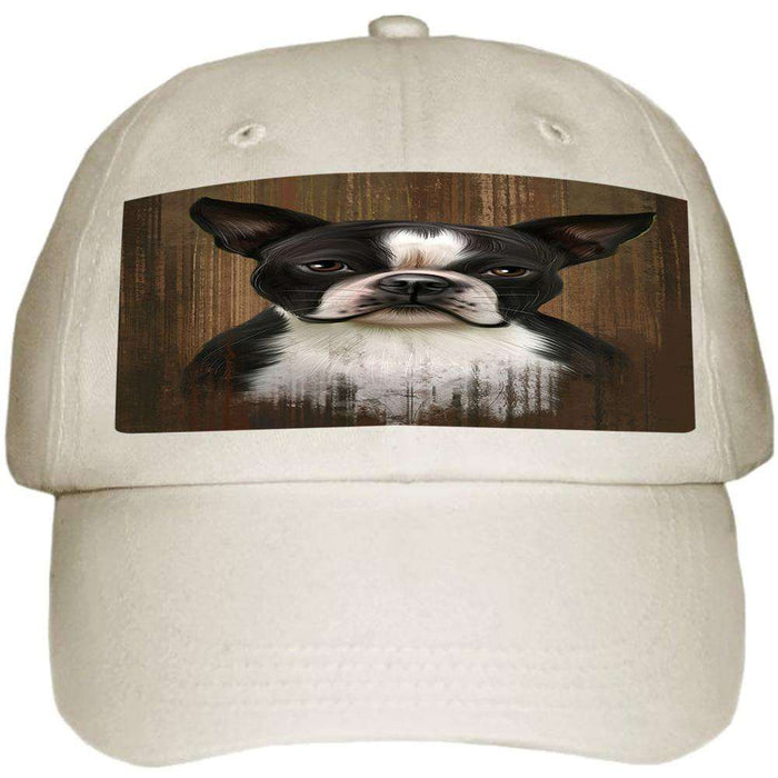 Rustic Boston Terrier Dog Ball Hat Cap HAT55365