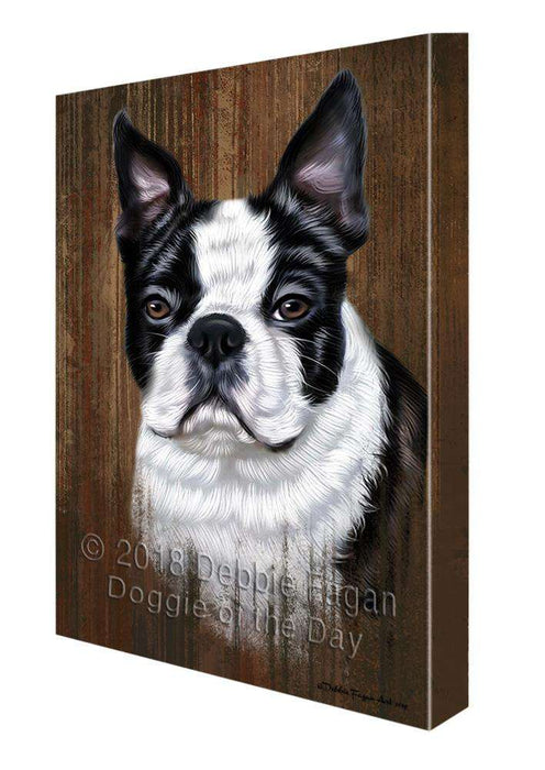 Rustic Boston Terrier Dog Canvas Print Wall Art Décor CVS69398