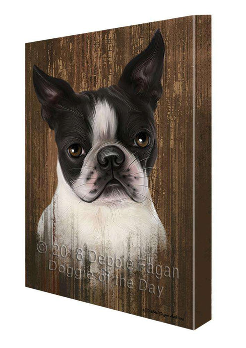Rustic Boston Terrier Dog Canvas Print Wall Art Décor CVS71090