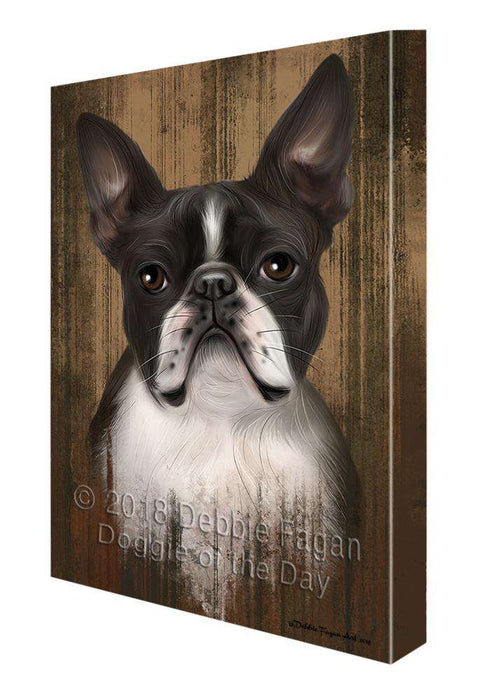 Rustic Boston Terrier Dog Canvas Print Wall Art Décor CVS71108