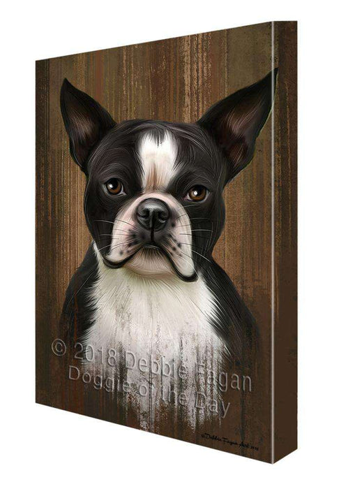 Rustic Boston Terrier Dog Canvas Print Wall Art Décor CVS71117