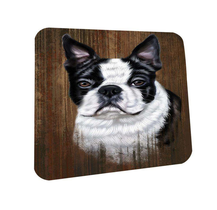 Rustic Boston Terrier Dog Coasters Set of 4 CST50306