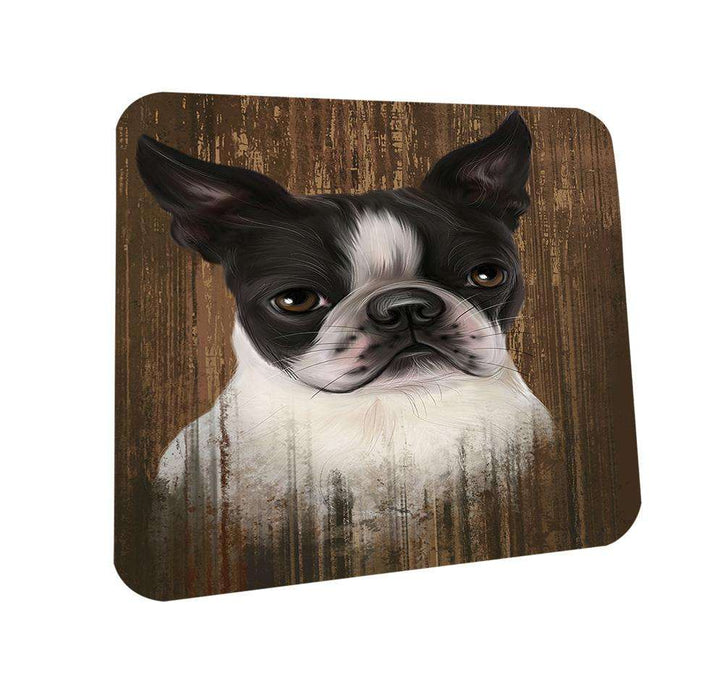 Rustic Boston Terrier Dog Coasters Set of 4 CST50488