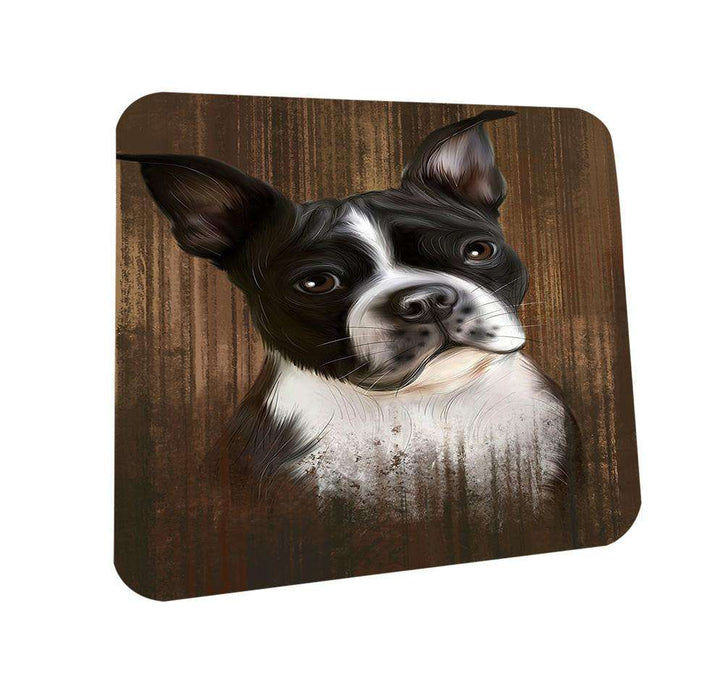 Rustic Boston Terrier Dog Coasters Set of 4 CST50489