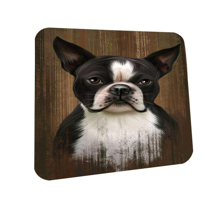 Rustic Boston Terrier Dog Coasters Set of 4 CST50491