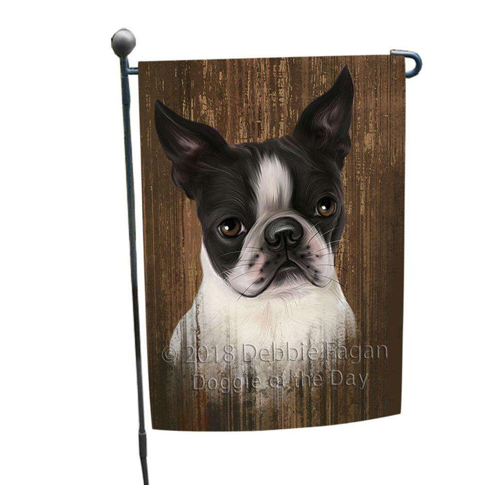 Rustic Boston Terrier Dog Garden Flag GFLG50422
