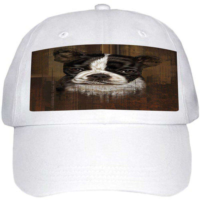 Rustic Boston Terrier Puppy Ball Hat Cap HAT48363