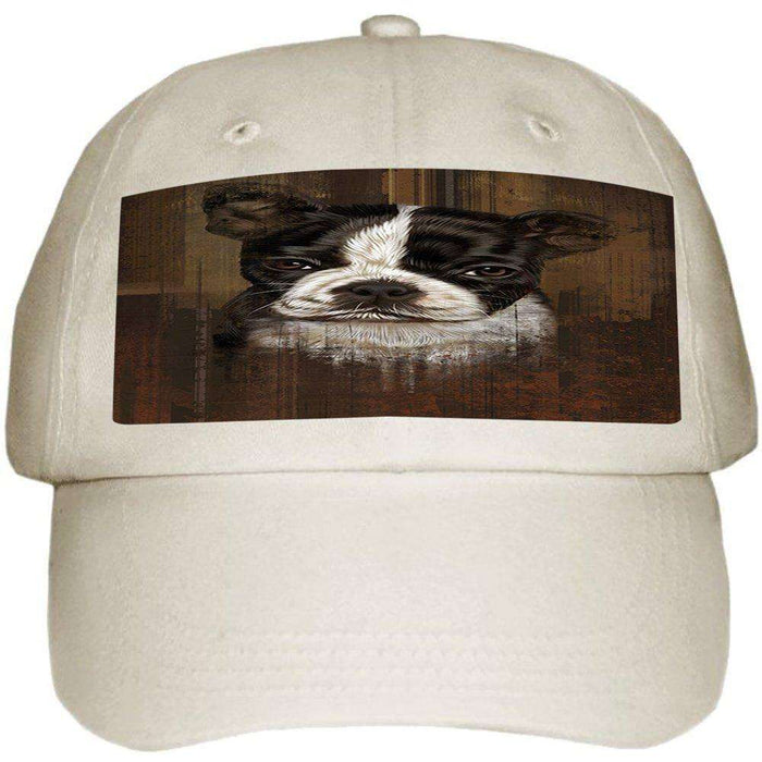 Rustic Boston Terrier Puppy Ball Hat Cap HAT48363