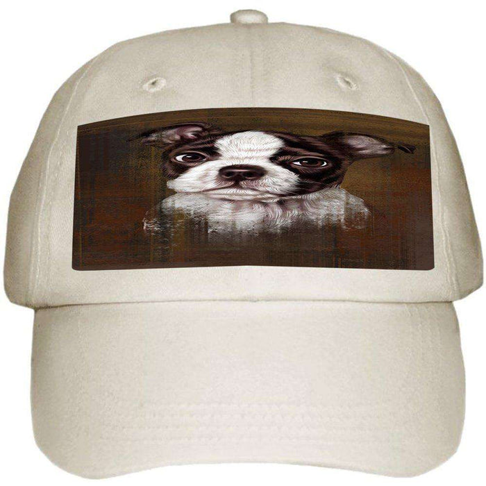 Rustic Boston Terrier Puppy Ball Hat Cap HAT48366