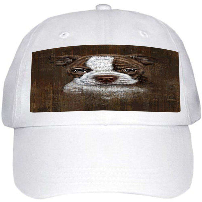 Rustic Boston Terrier Puppy Ball Hat Cap HAT48369