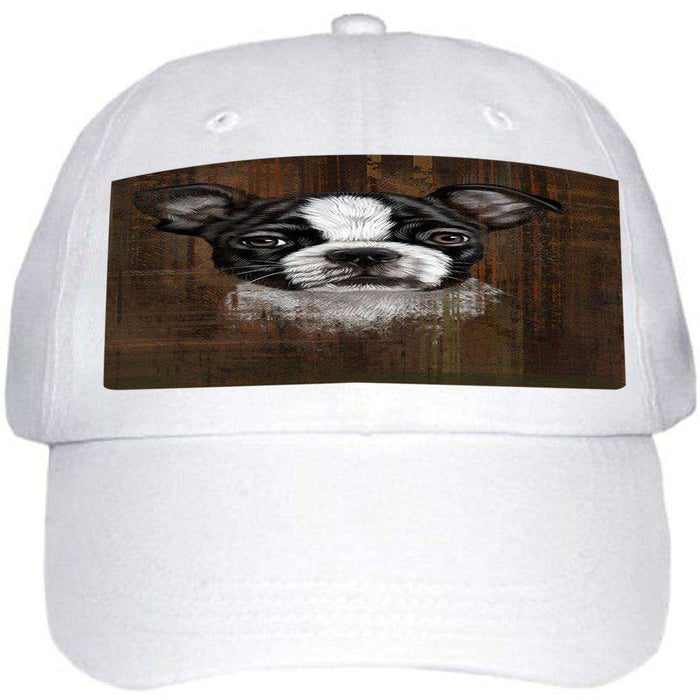 Rustic Boston Terrier Puppy Ball Hat Cap HAT48372