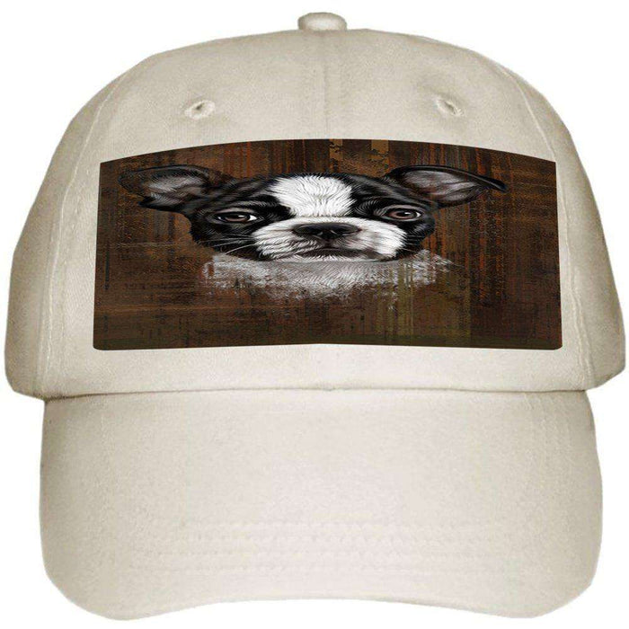 Rustic Boston Terrier Puppy Ball Hat Cap HAT48372