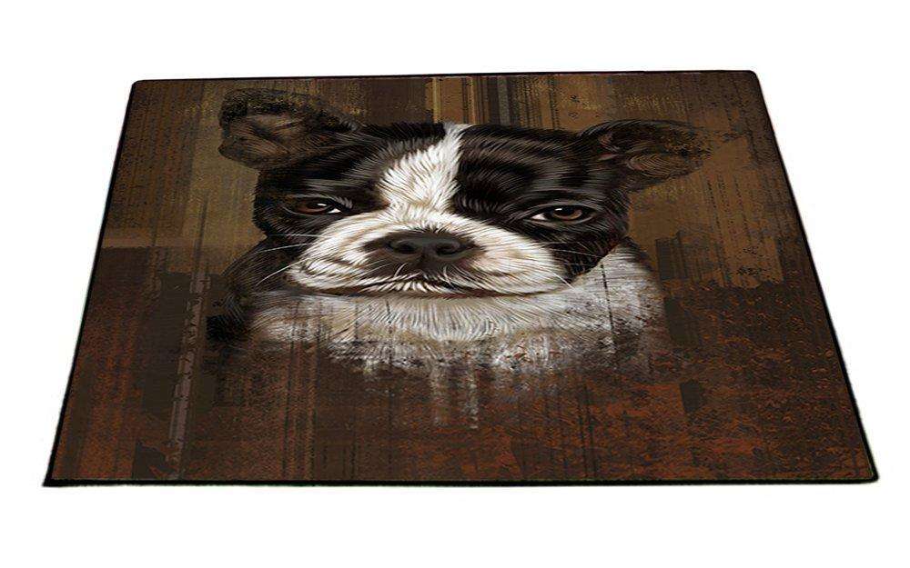 Rustic Boston Terrier Puppy Floormat FLMS48351