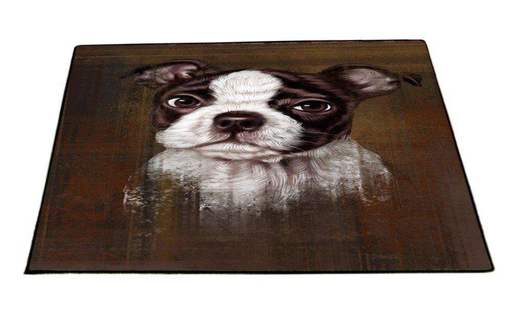 Rustic Boston Terrier Puppy Floormat FLMS48354