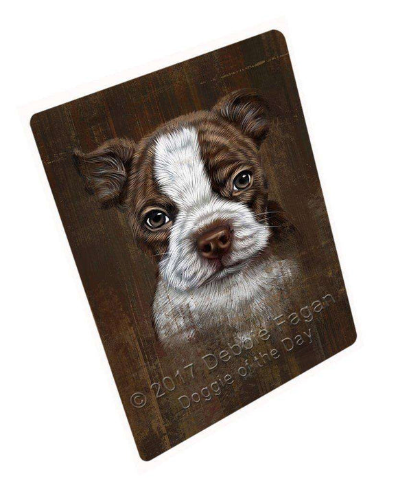 Rustic Boston Terrier Puppy Tempered Cutting Board C48651