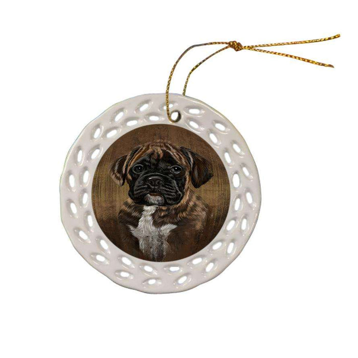 Rustic Boxer Dog Ceramic Doily Ornament DPOR50352
