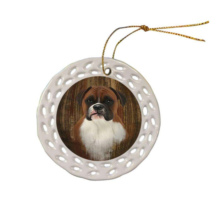 Rustic Boxer Dog Ceramic Doily Ornament DPOR50536