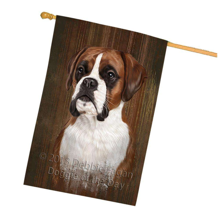 Rustic Boxer Dog House Flag FLG50371