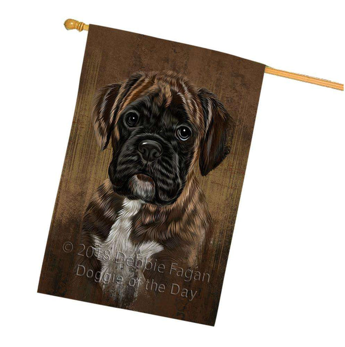 Rustic Boxer Dog House Flag FLG50375