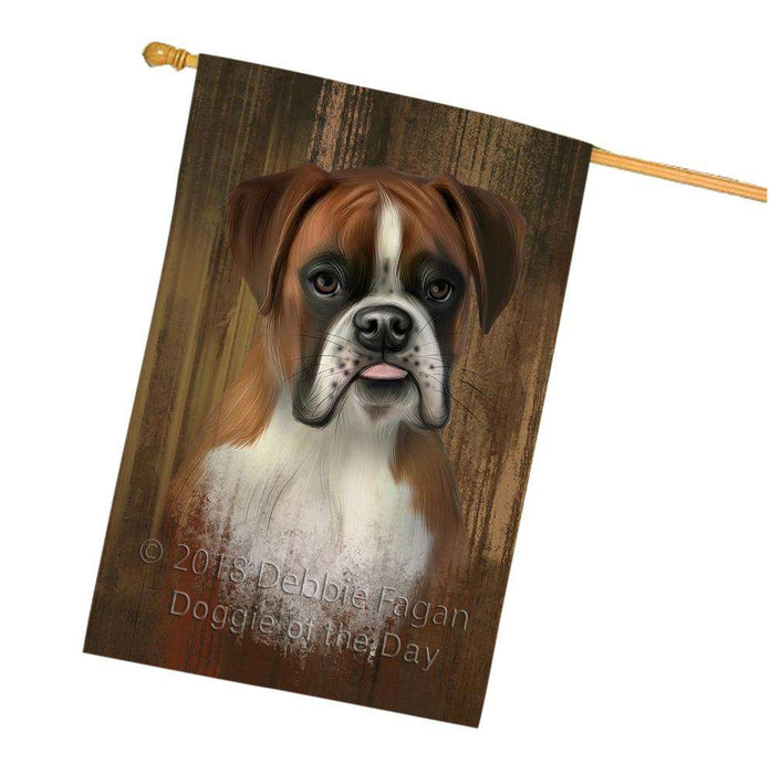 Rustic Boxer Dog House Flag FLG50562