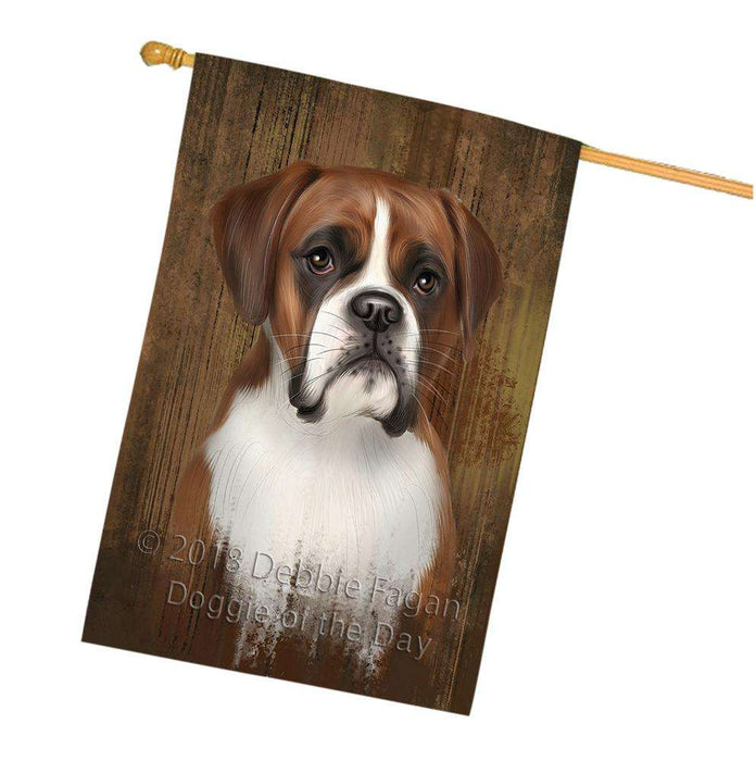 Rustic Boxer Dog House Flag FLG50563