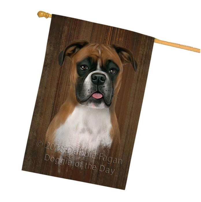 Rustic Boxer Dog House Flag FLG50564