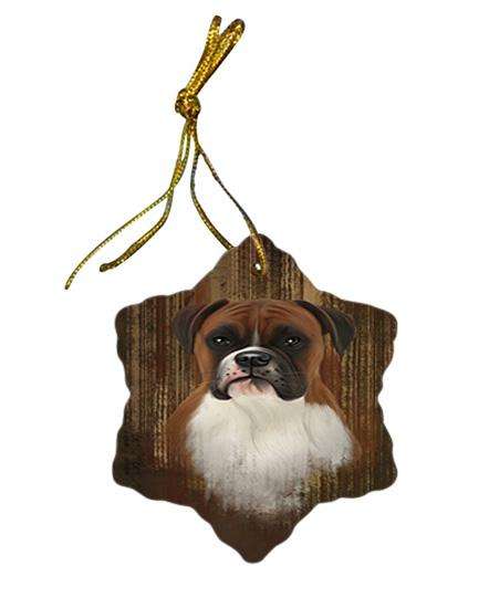 Rustic Boxer Dog Star Porcelain Ornament SPOR50528